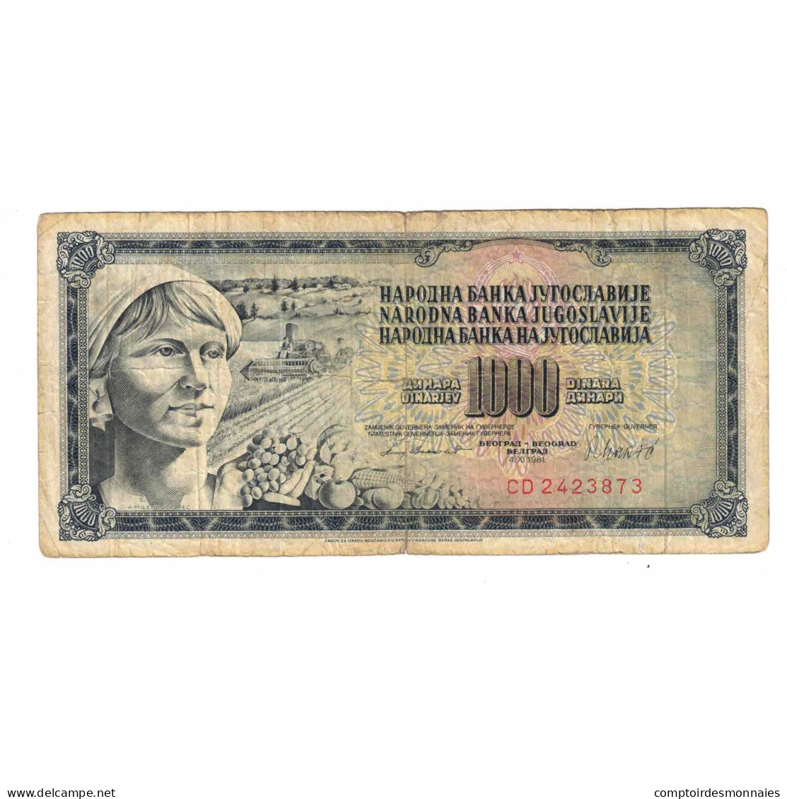 Billet, Yougoslavie, 1000 Dinara, 1978, 1978-08-12, KM:92c, B - Yougoslavie