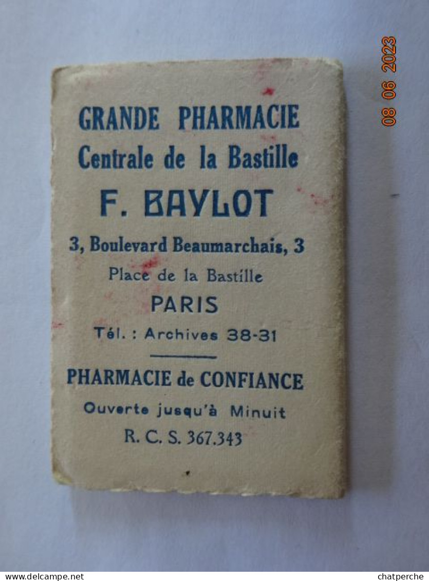 CALENDRIER ANNEE 1939  PAYSAGE FLEURI PUBLICITE GRANDE PHARMACIE CENTRALE DE LA BASTILLE F. BAYLOT PARIS - Petit Format : 1921-40