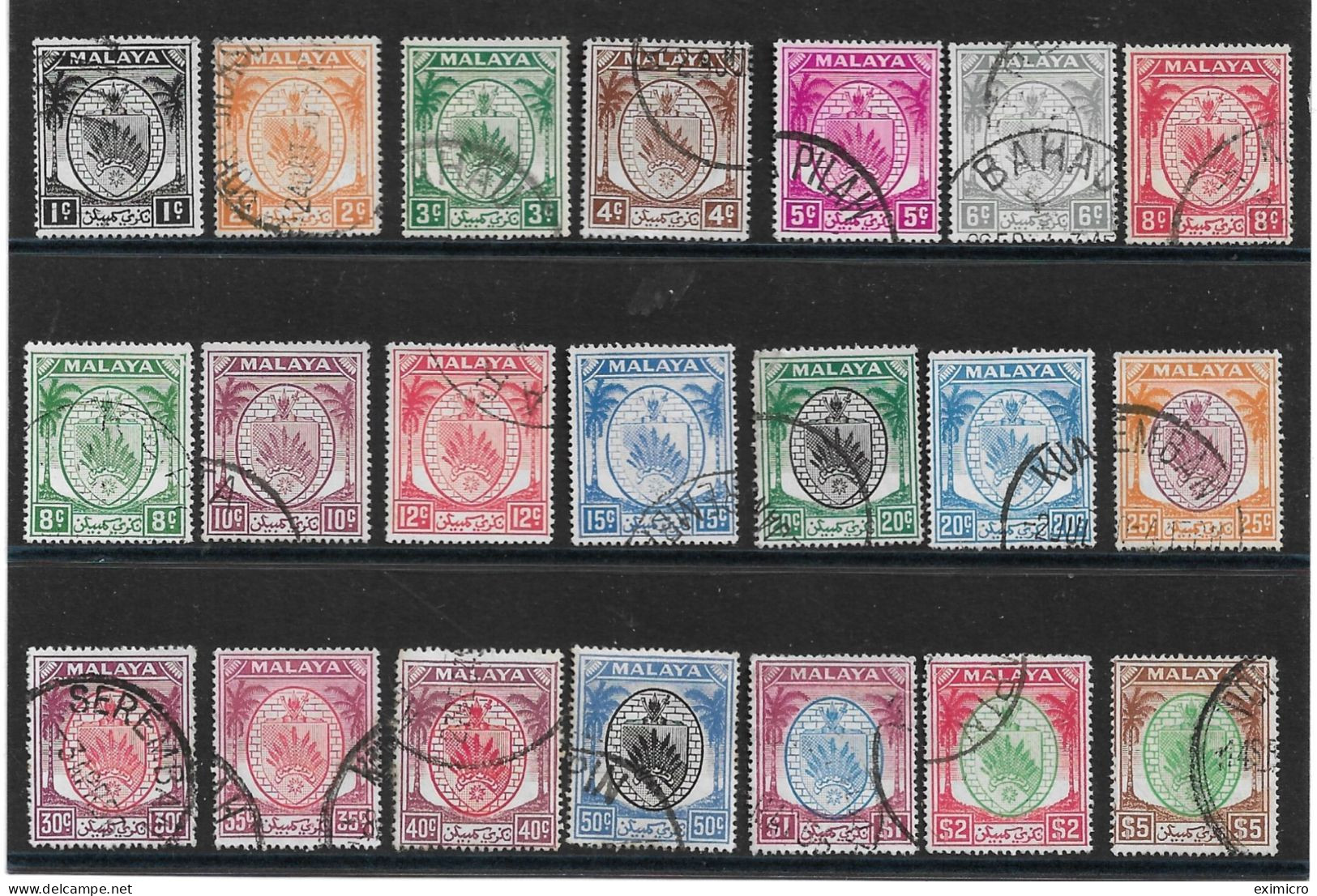 MALAYA - NEGRI SEMBILAN 1949 - 1955 SET OF 21 STAMPS SG 42/62 FINE USED Cat £160 - Negri Sembilan