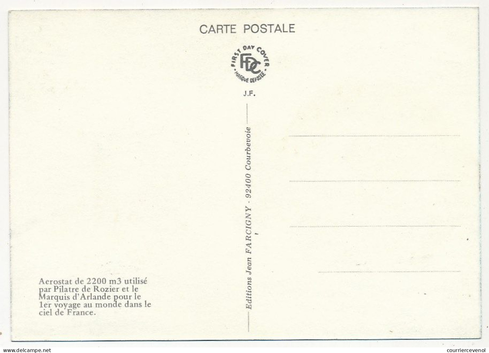 FRANCE - 2 Cartes Maximum - 2,00F Aérostat - Pilâtre De Roziers - Bicentenaire Oblit Annonnay Et Le Bourget 19/3/1983 - 1980-1989
