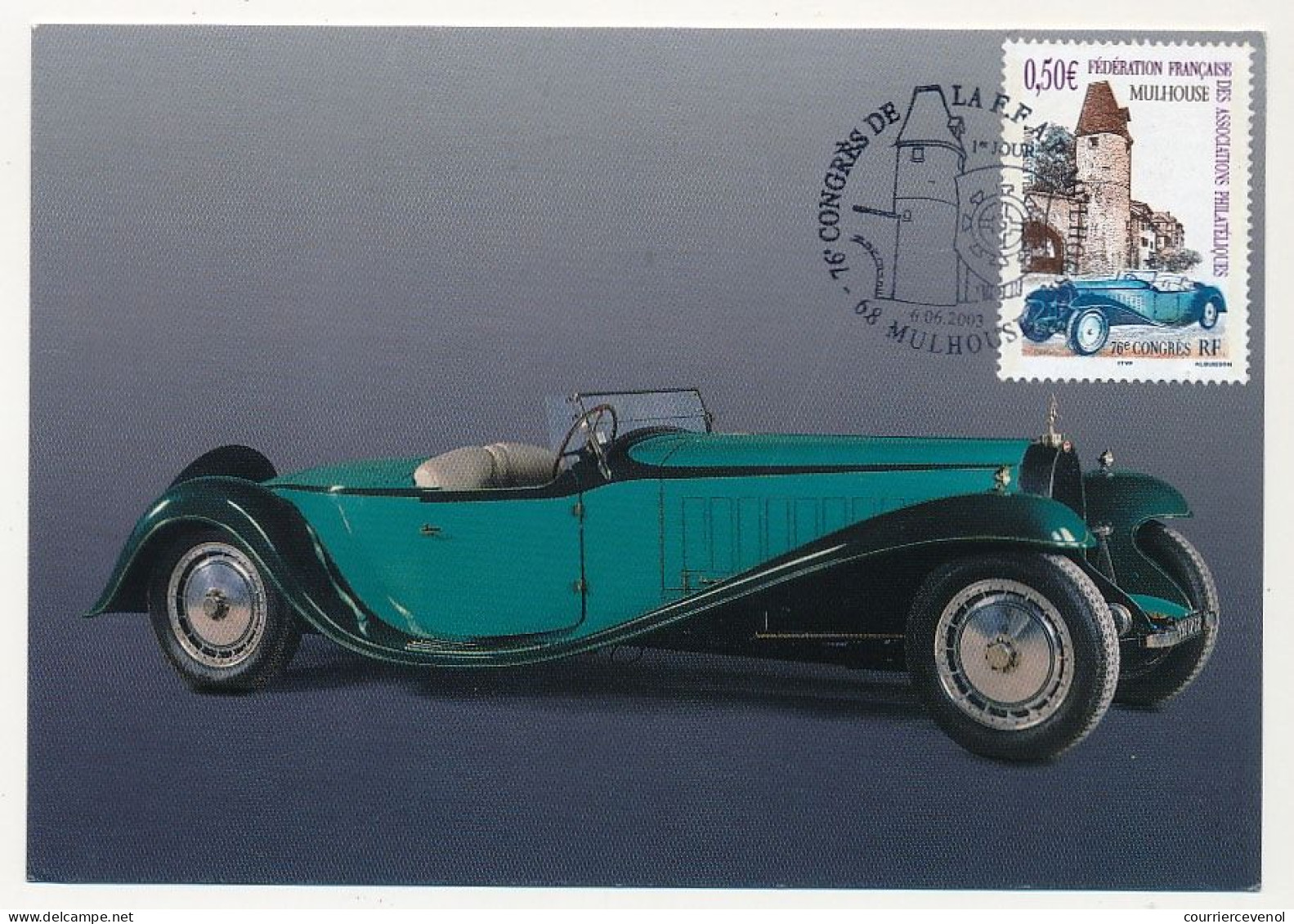 FRANCE - Carte Maximum - 0,50 Bugatti Collection Schlumpf - MULHOUSE - 6/6/2003 - 2000-2009