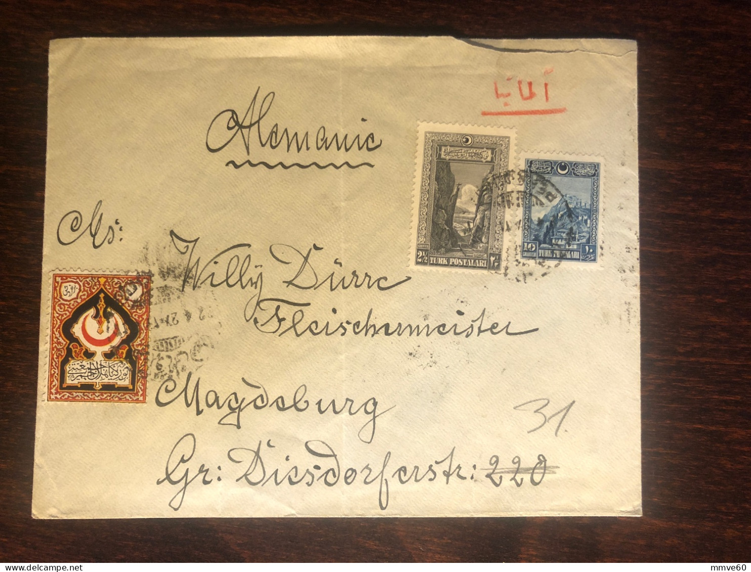 TURKEY TRAVELED COVER LETTER TO GERMANY 1927 YEAR RED CRESCENT RED CROSS - Lettres & Documents