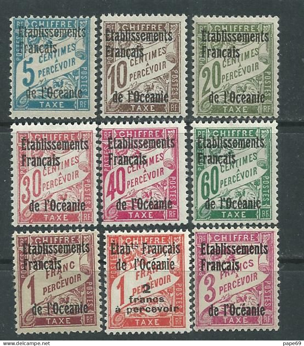 Océanie Taxe N° 1 / 9  X Timbres+-taxe De France Surchargés, La Série Des 9 Valeurs, Trace De Charnière Sinon TB - Strafport