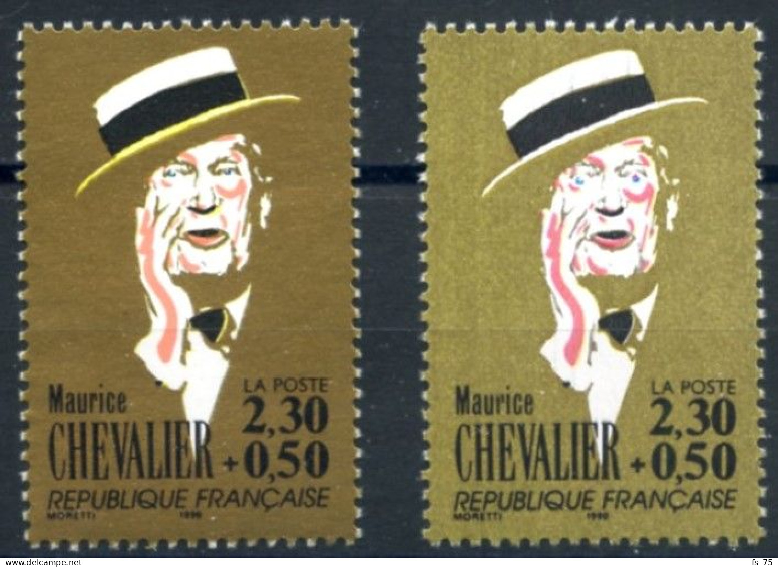 FRANCE - N°2650 2F30 MAURICE CHEVALIER VARIETE SANS LA COULEUR JAUNE SANS CHARNIERE ** - Neufs