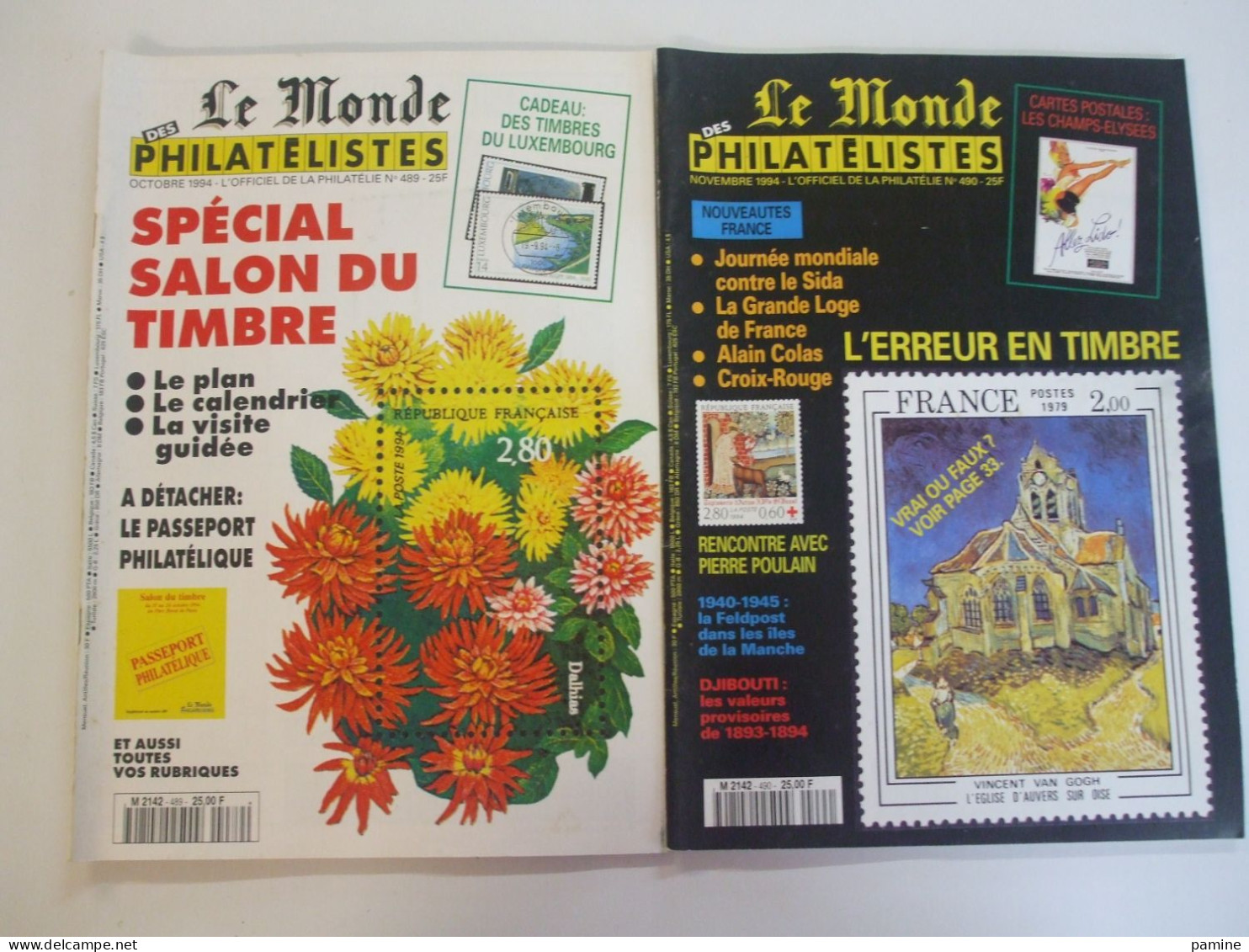 Le Monde des Philatélistes année 1994 complète (11 n°) du 481 au 491