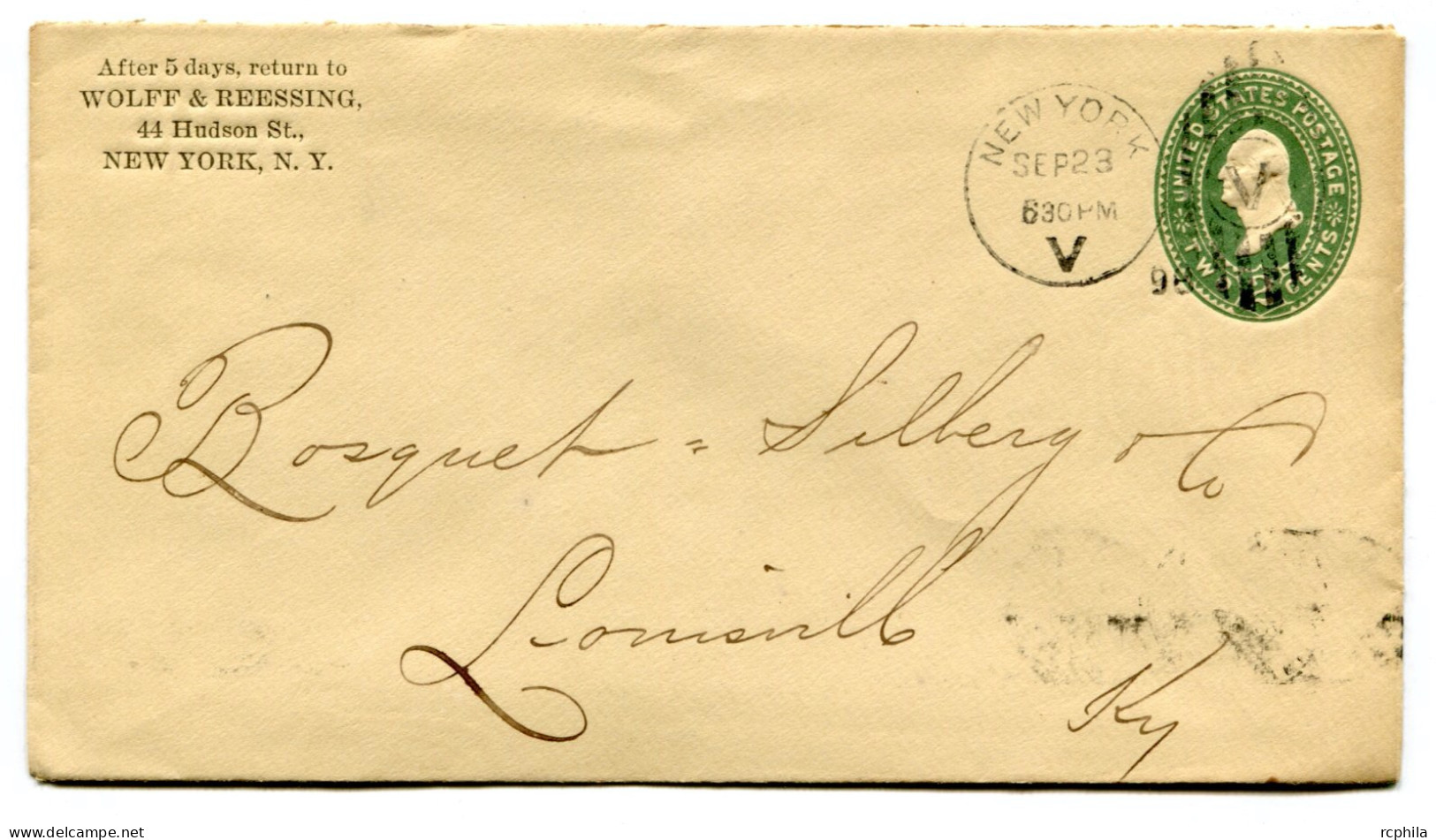 RC 25383 ETATS UNIS USA 1898 ENTIER POSTAL DE NEW YORK POUR LOUISVILLE - ...-1900