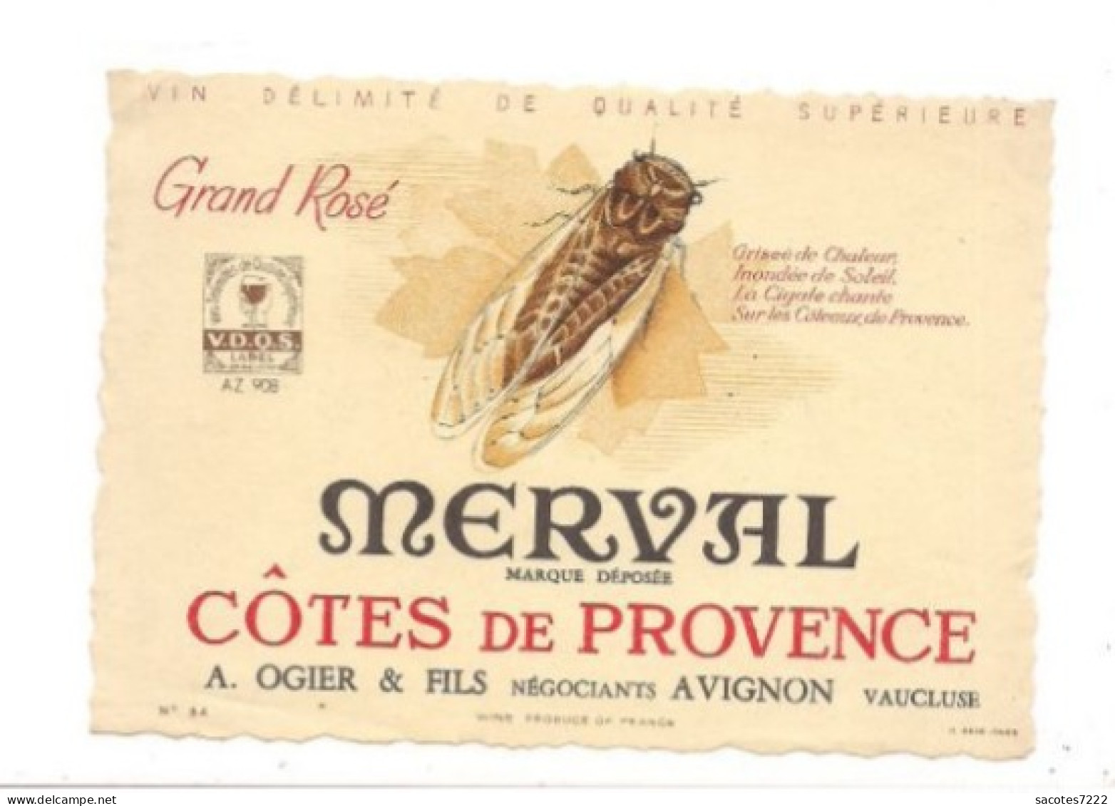 ETIQUETTE DE VIN   ROSE  COTES DE PROVENCE - OGIER & Fils AVIGNON -CIGALE - - Pink Wines