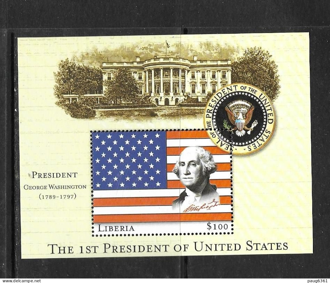 LIBERIA 2000 BLOC PRESIDENT AMERICAIN: GEORGE WASHINGTON  YVERT N°B305 NEUF MNH** - George Washington