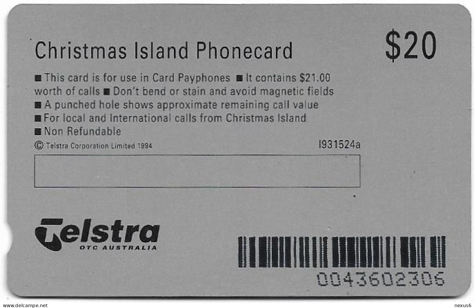 Christmas Island - Telstra (Anritsu) - The Annual Red Crab Migration - 22.500ex, 20$, Mint - Islas Christmas