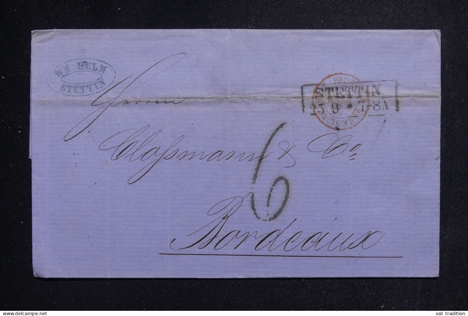 POLOGNE - Lettre De Stettin (Régime Allemand) Pour La France En 1860 - L 143999 - ...-1860 Prefilatelia