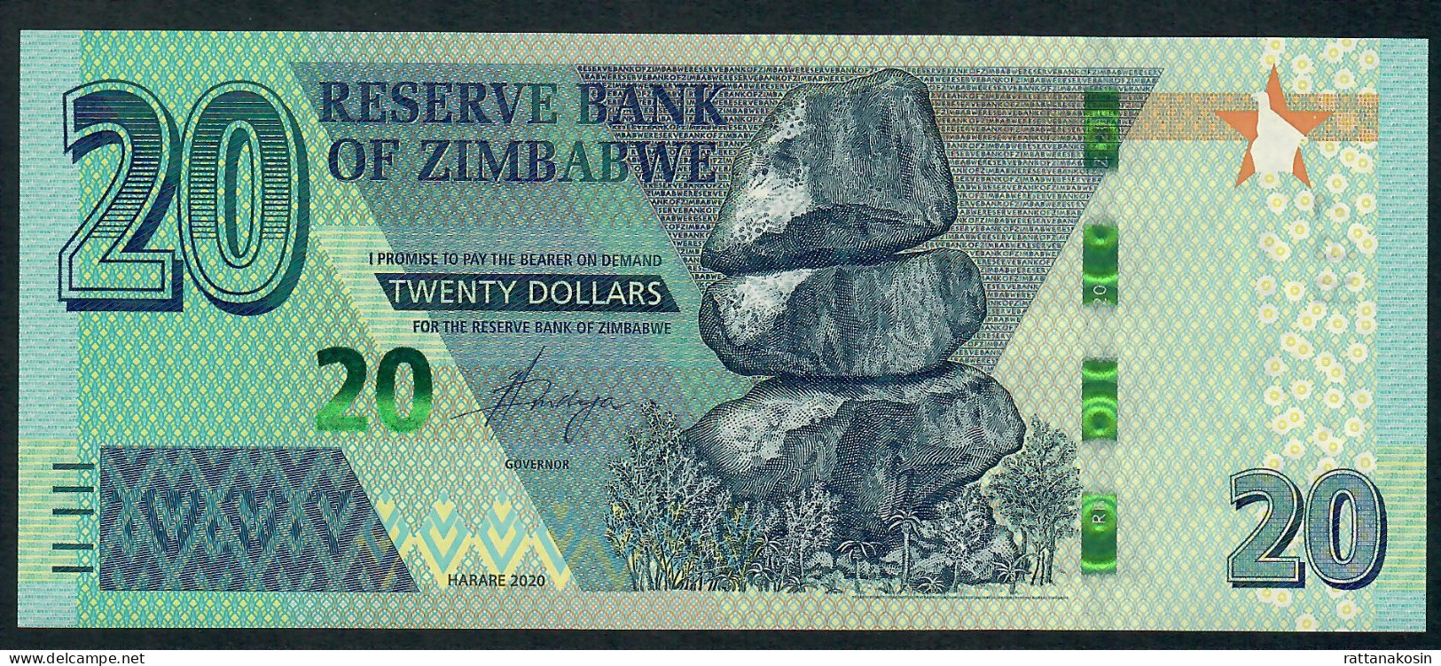 ZIMBABWE P124 20 DOLLARS 2020 #AA      UNC. - Simbabwe