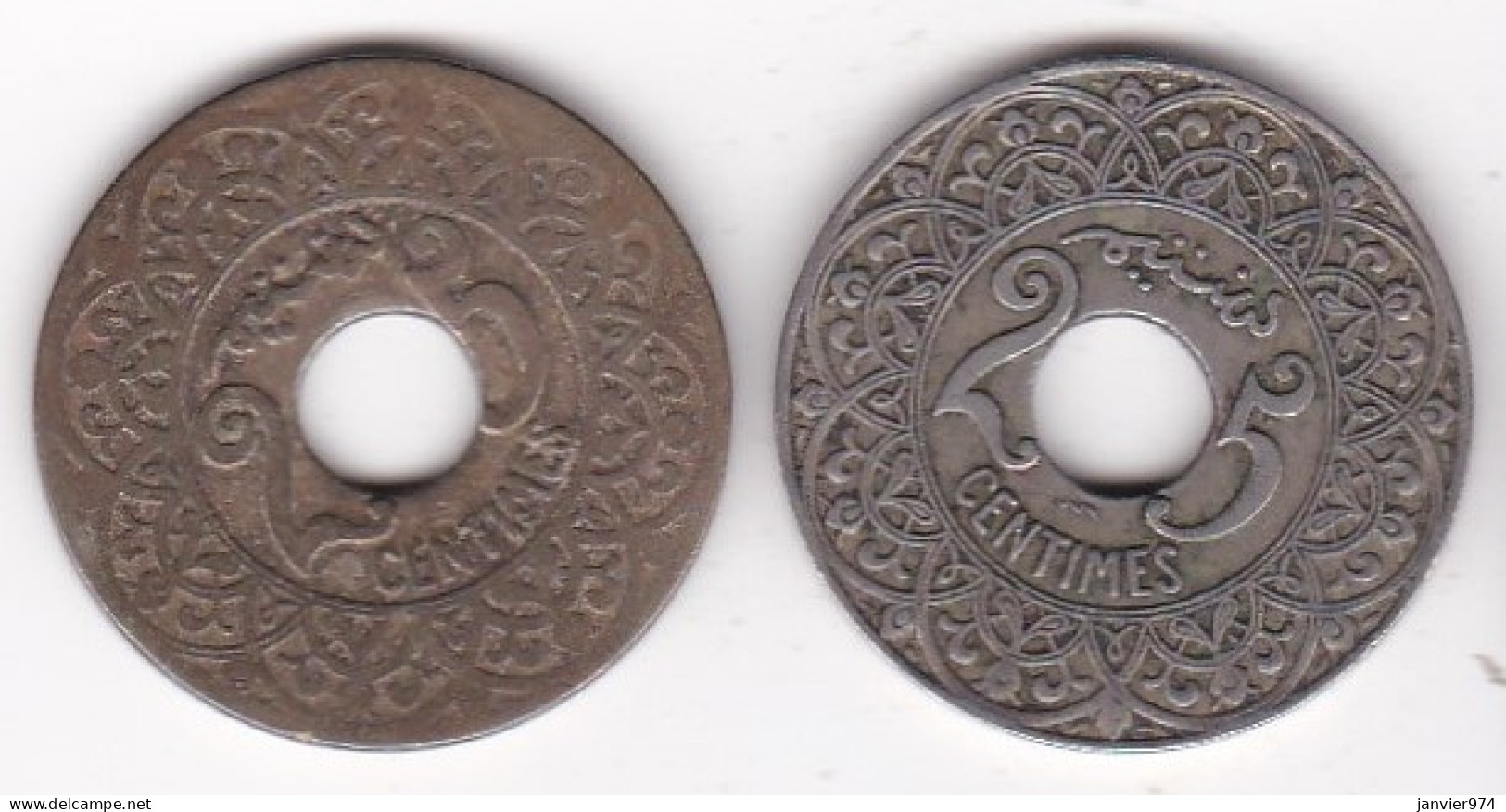 Maroc 25 Centimes AH 1339 Sans Difference Et 25 Centimes 1942 Poissy , En Cupronickel, Lec# 202 Et 203 - Maroc