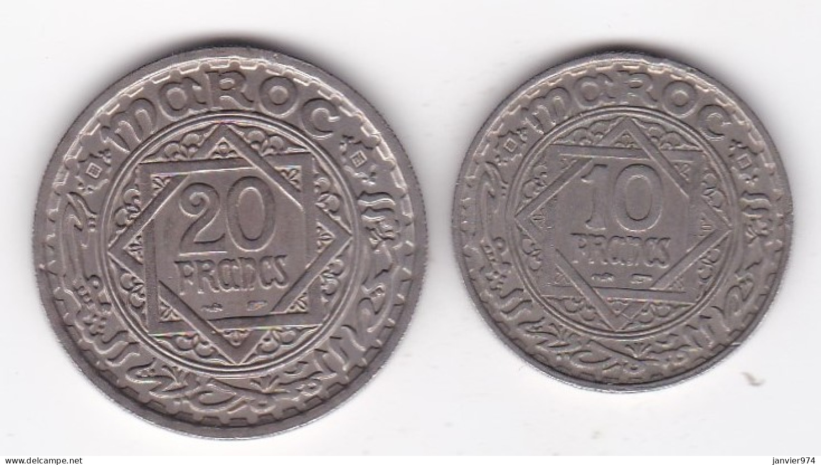 Maroc 10 Francs Et 20 Francs 1366 / 1947 Mohammed V, En  Cupronickel, Lec# 259 Et 274 - Maroc