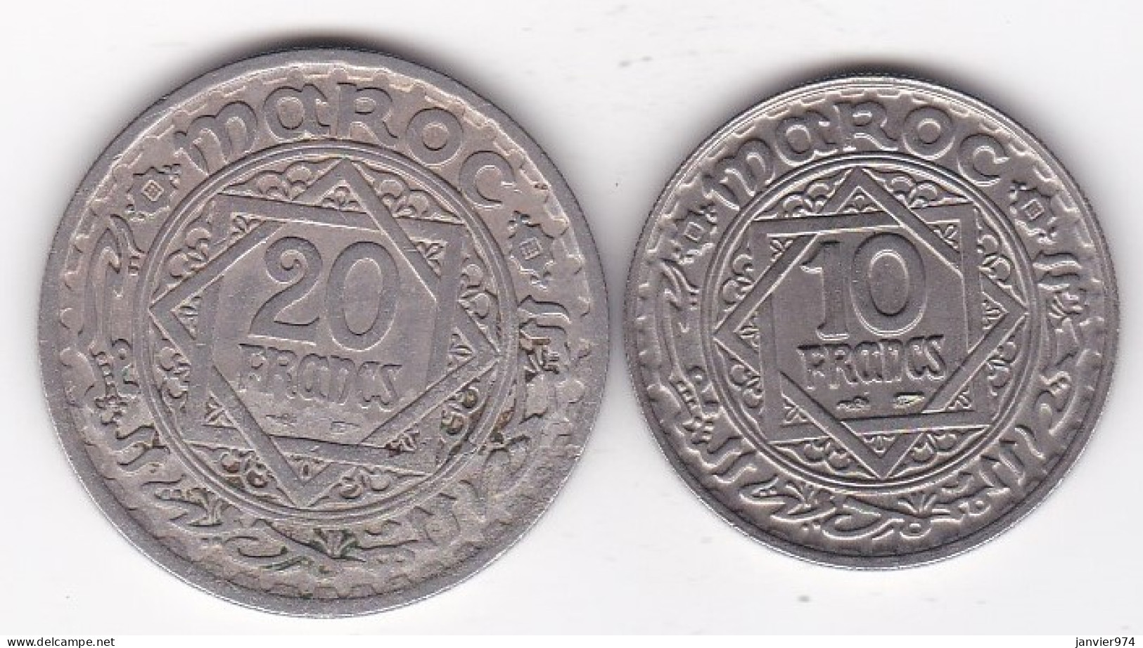 Maroc 10 Francs Et 20 Francs 1366 / 1947 Mohammed V, En  Cupronickel, Lec# 259 Et 274 - Maroc
