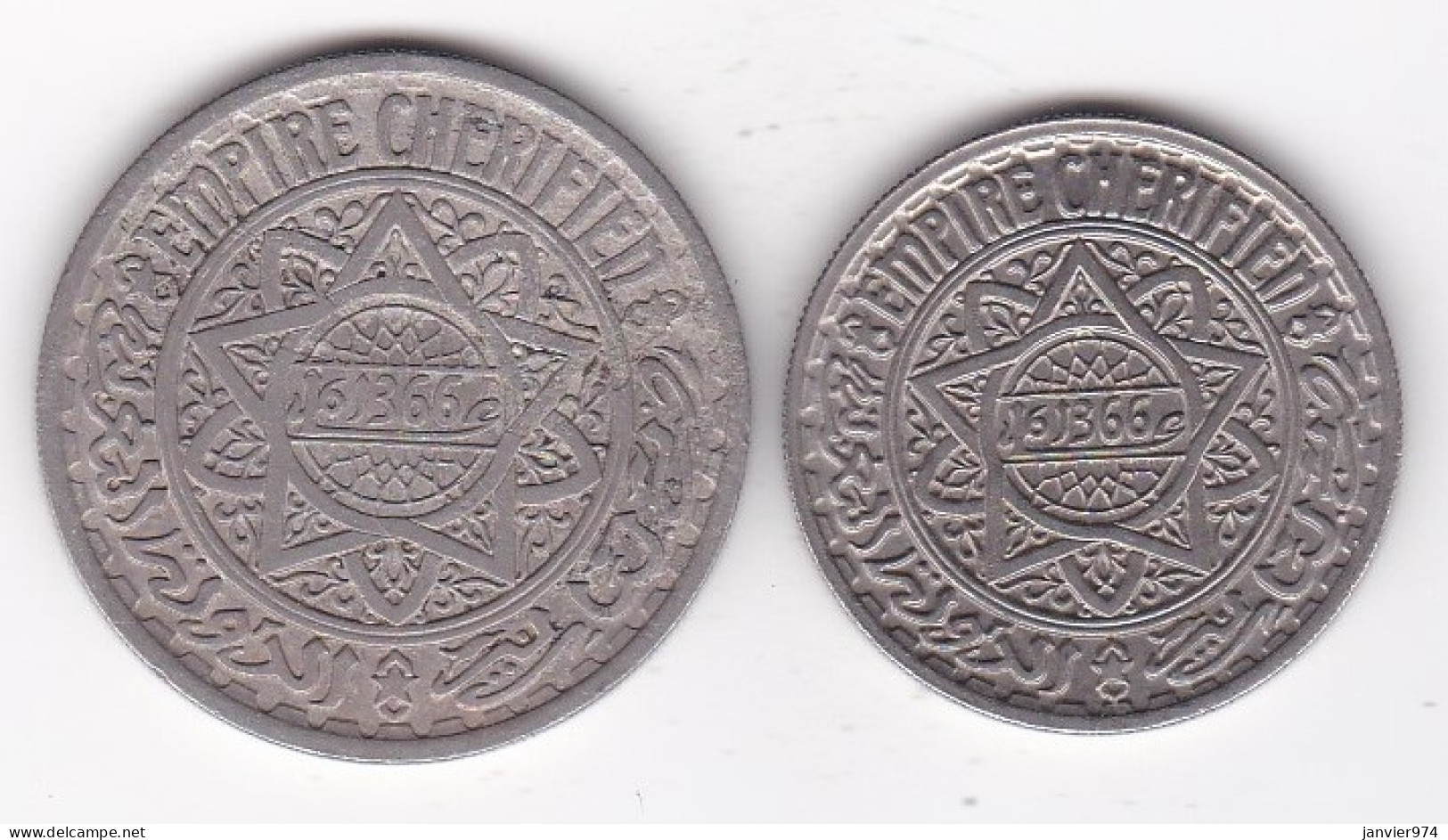 Maroc 10 Francs Et 20 Francs 1366 / 1947 Mohammed V, En  Cupronickel, Lec# 259 Et 274 - Morocco