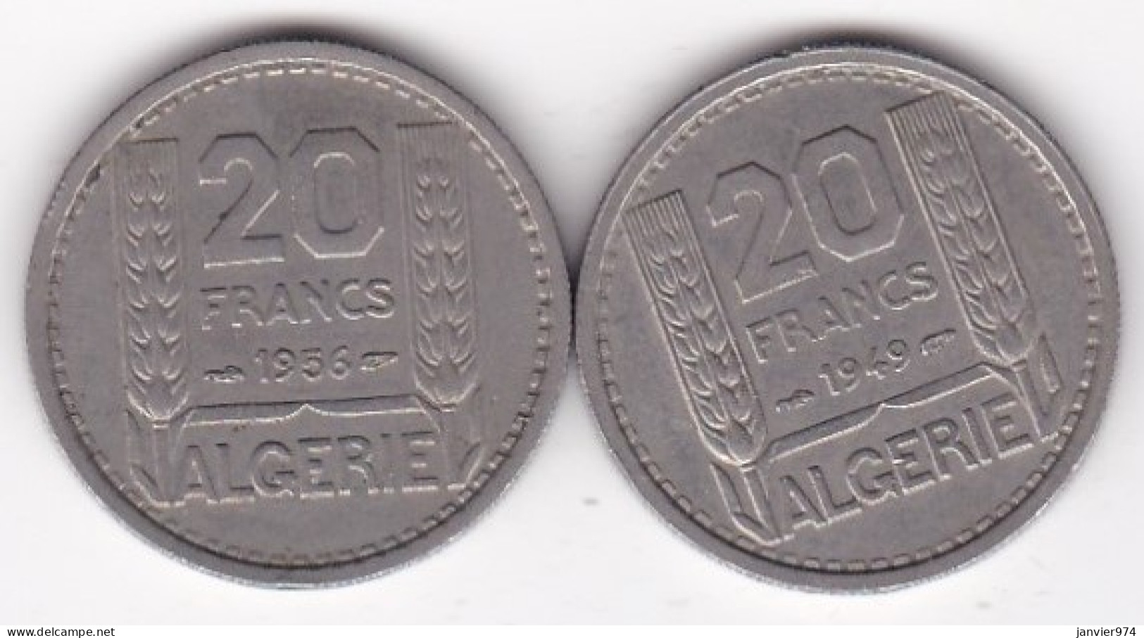 Algerie. 20 Francs Turin 1949 Et 1956, Cupronickel , KM# 48 Et 49 - Algeria