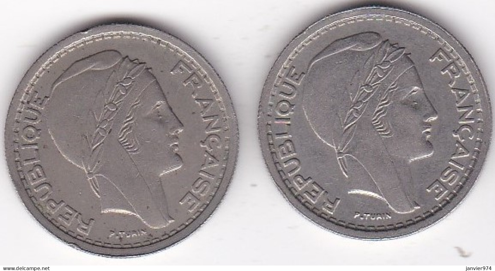Algerie. 20 Francs Turin 1949 Et 1956, Cupronickel , KM# 48 Et 49 - Argelia
