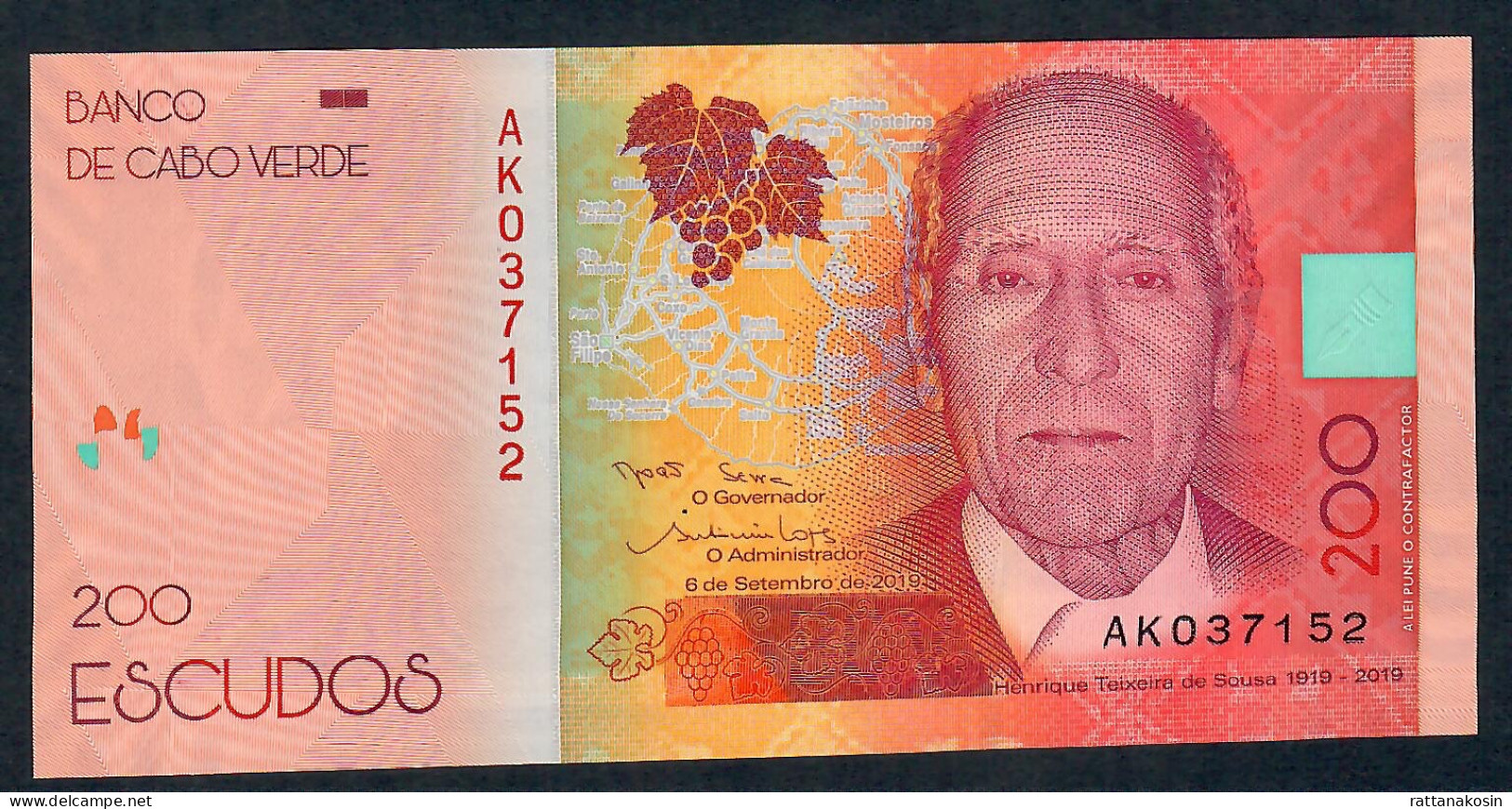 CAPE VERDE NLP  200 ESCUDOS 2019 #AK  UNC. - Cabo Verde