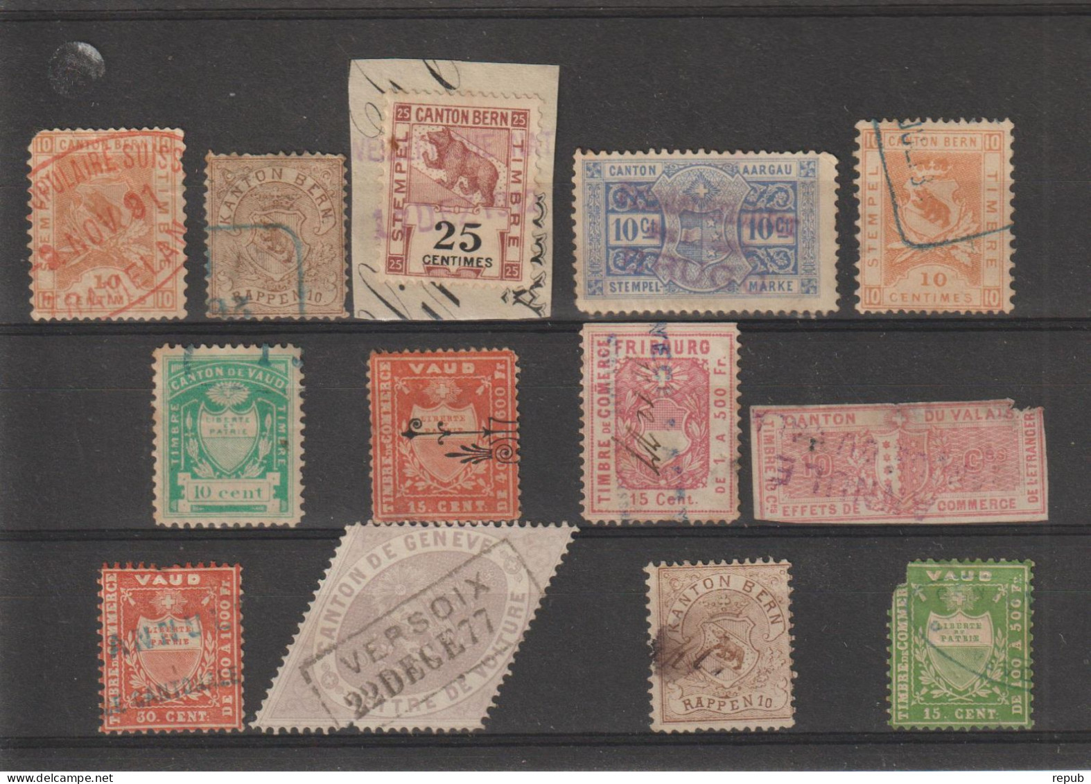 Suisse Lot De 13 Timbres Fiscaux - Revenue Stamps