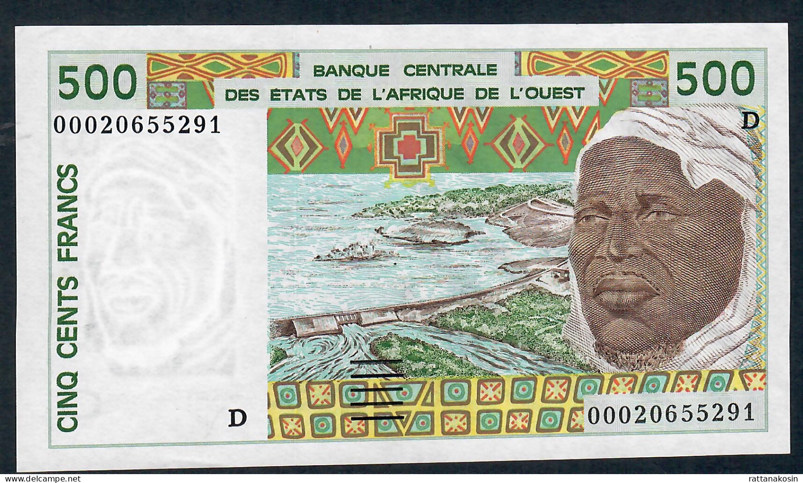 W.A.S.  MALI   P410Dg 500 FRANCS (20)00 2000  Signature 30    XF-AUNC. - West African States