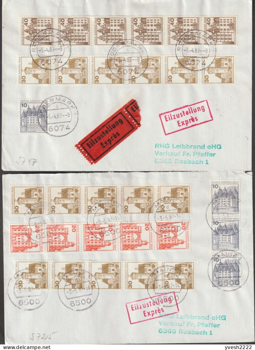 Allemagne Et Berlin, Petit Lot De 6 Lettres Par Exprès. Nombreuses Roulettes. Châteaux - Roulettes