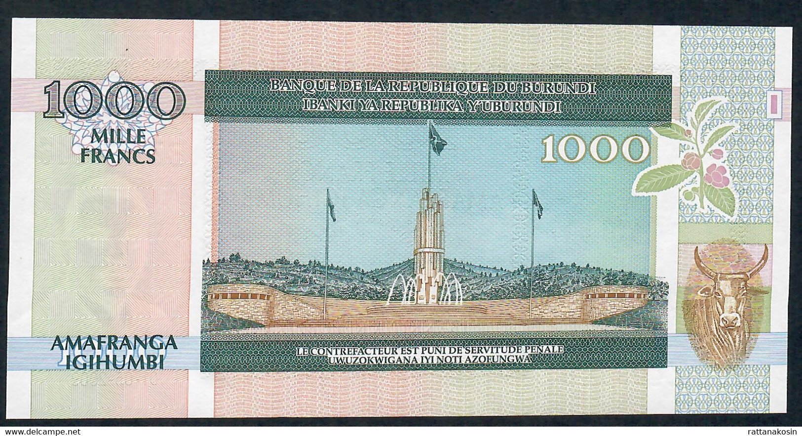 BURUNDI    P46a  1000 FRANCS  2009  #BZ       UNC. - Burundi