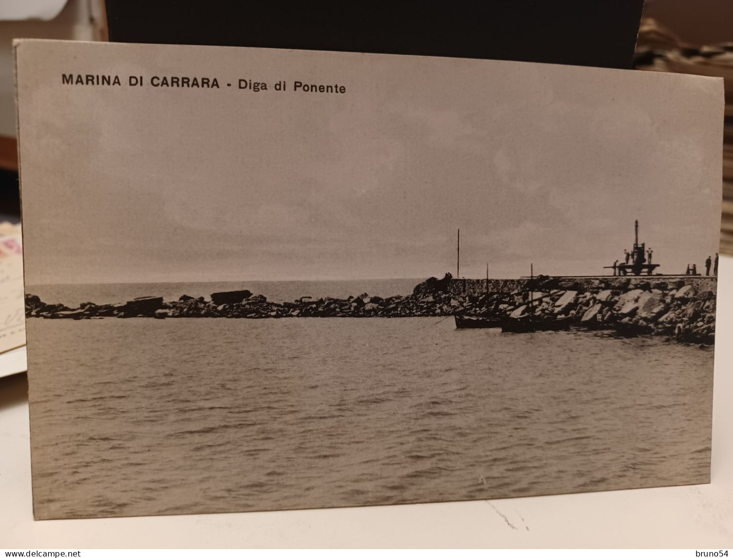 2 Cartolina Marina Di Carrara, Formato Piccolo, Anni 30, Bel Francobollo, Spiaggia E Diga Di Ponente - Carrara