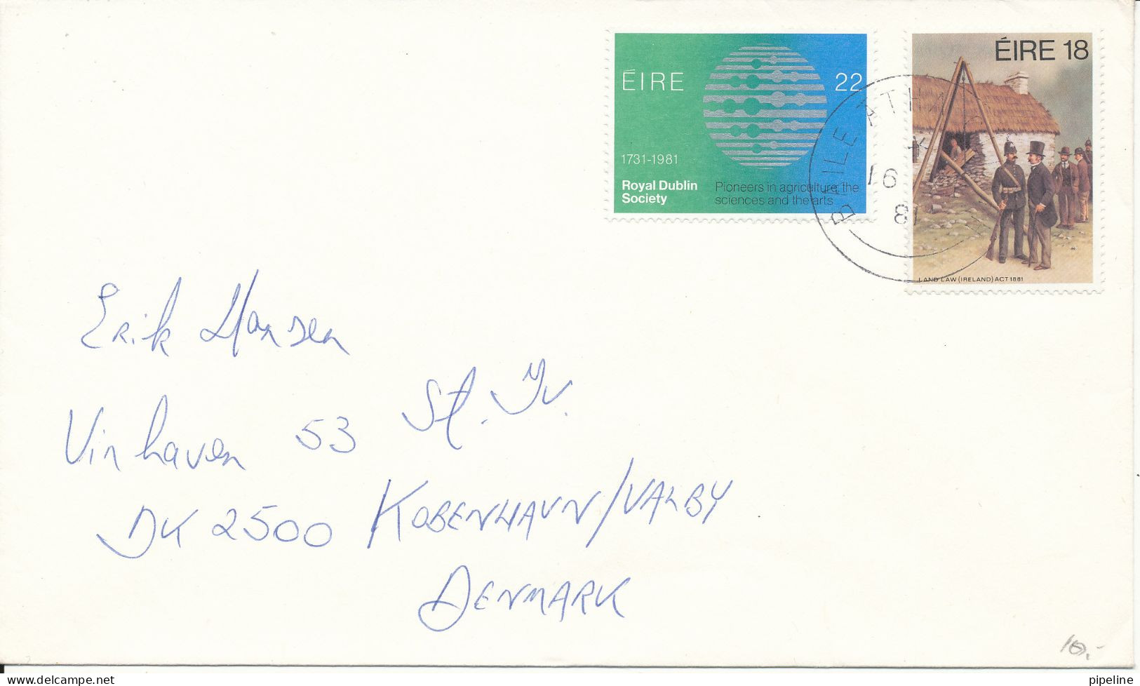 Ireland Cover Sent To Denmark 16-12-1981 - Brieven En Documenten