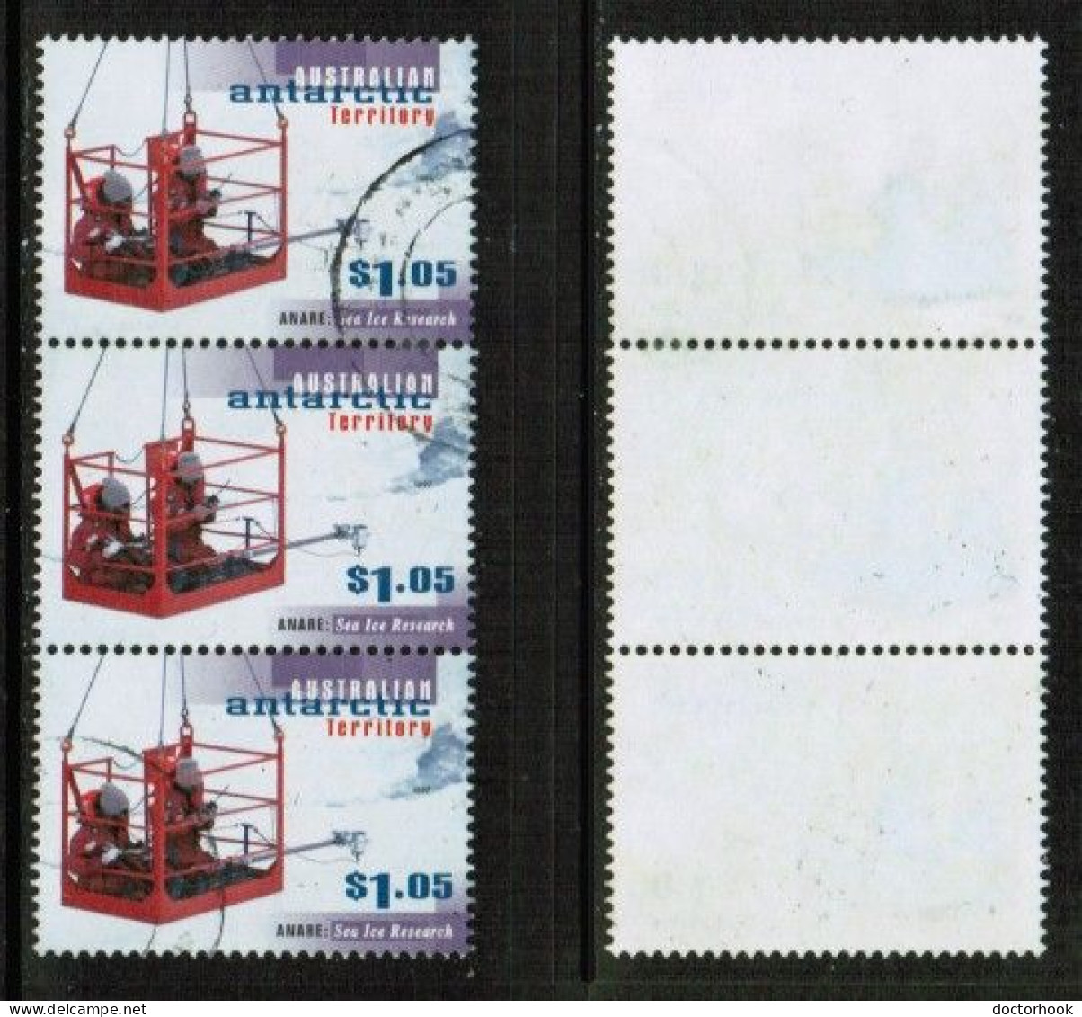AUSTRALIAN ANTARCTIC TERRITORY   Scott # L 105 USED STRIP Of 3 (CONDITION AS PER SCAN) (Stamp Scan # 930-2) - Gebruikt