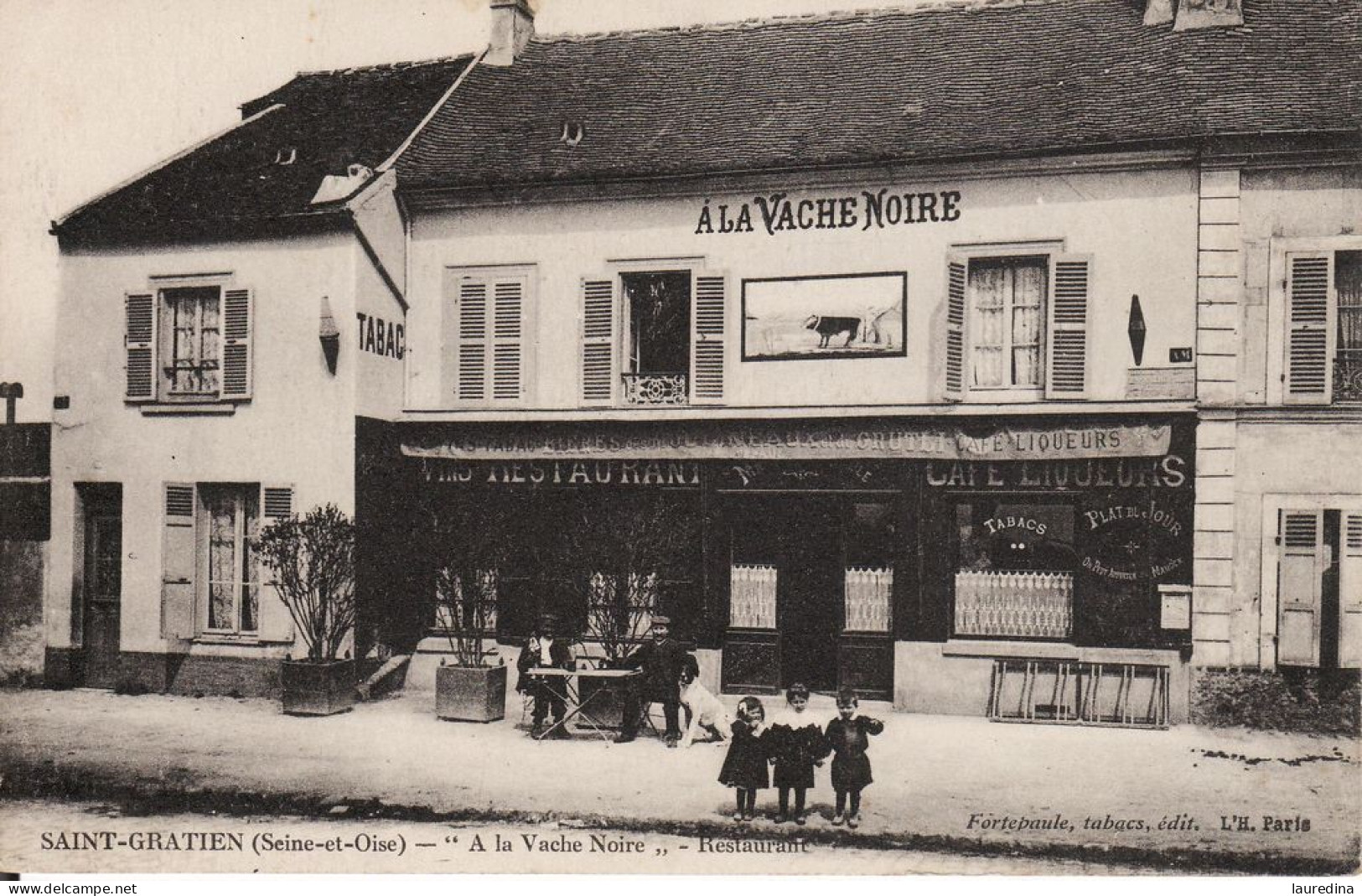 CP VAL D'OISE - SAINT GRATIEN - "A LA VACHE NOIRE" RESTAURANT  - ECRITE EN 1909 - Restaurants