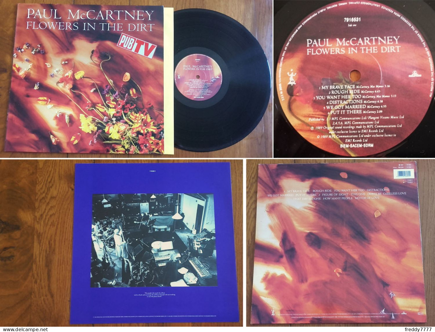 RARE French LP 33t RPM (12") PAUL McCARTNEY «Flowers In The Dirt» (w/ «Pub TV Sticker», 1989) - Collector's Editions