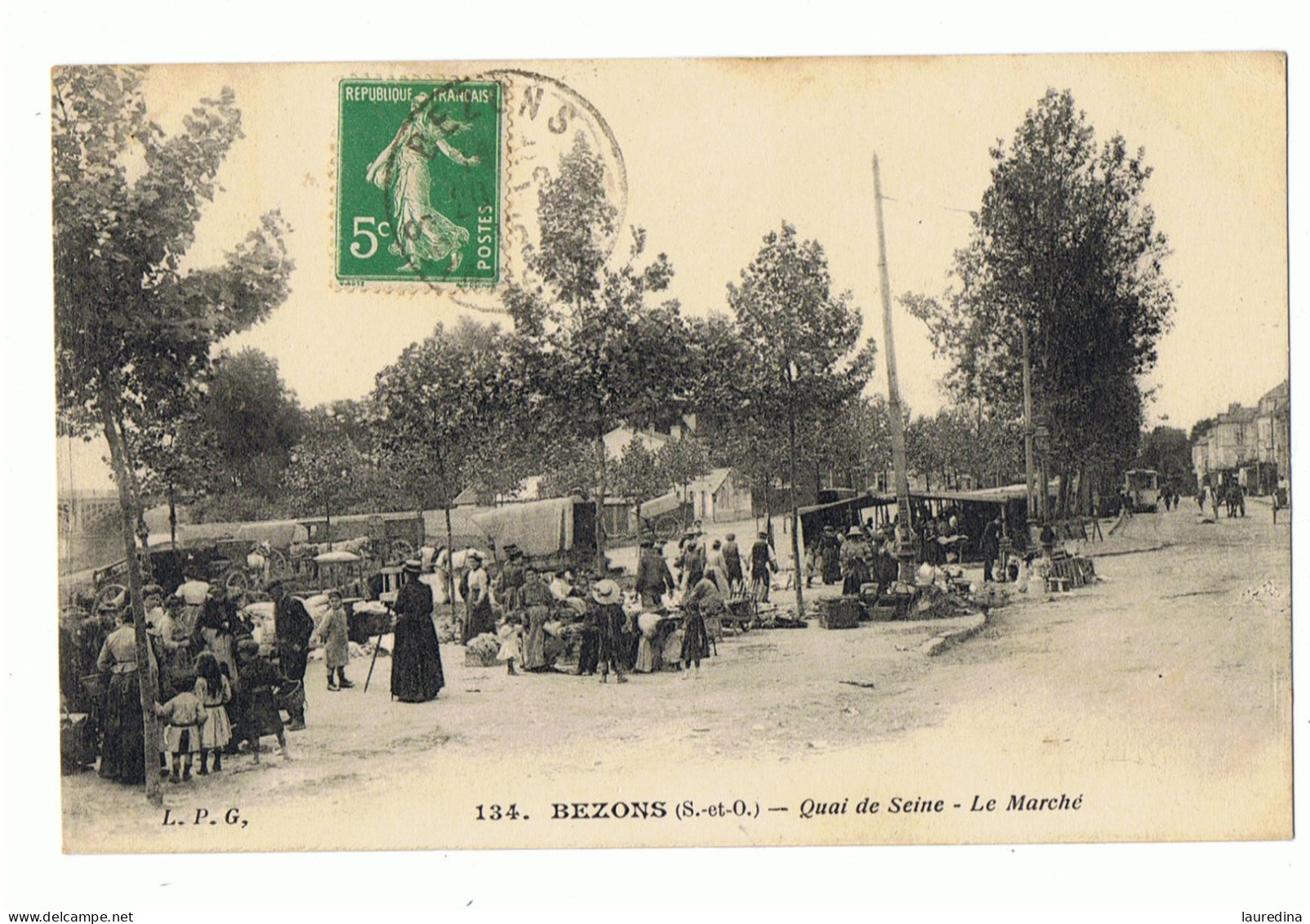 CP VAL D'OISE - BEZONS N°134 QUAI DE SEINE - LE MARCHE - Marchés