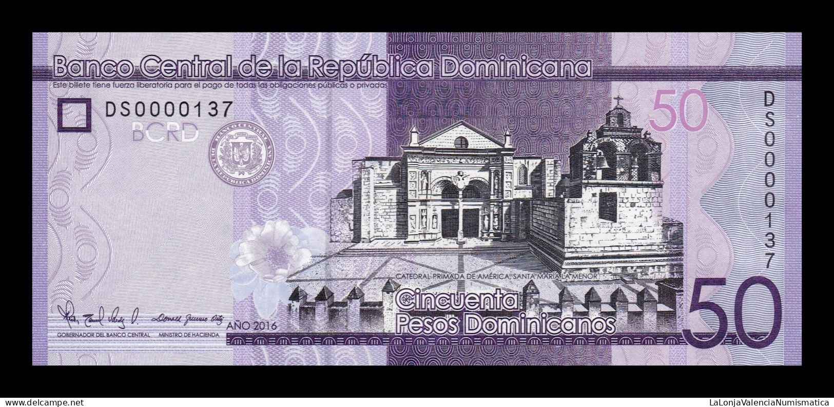 República Dominicana 50 Pesos Dominicanos 2016 Pick 189c Low Serial 137 Sc Unc - República Dominicana