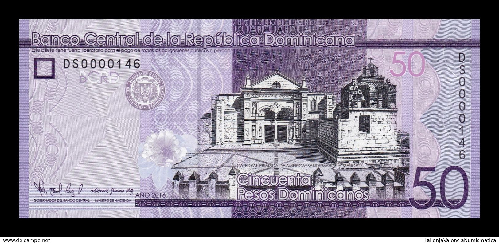 República Dominicana 50 Pesos Dominicanos 2016 Pick 189c Low Serial 146 Sc Unc - Dominicaine