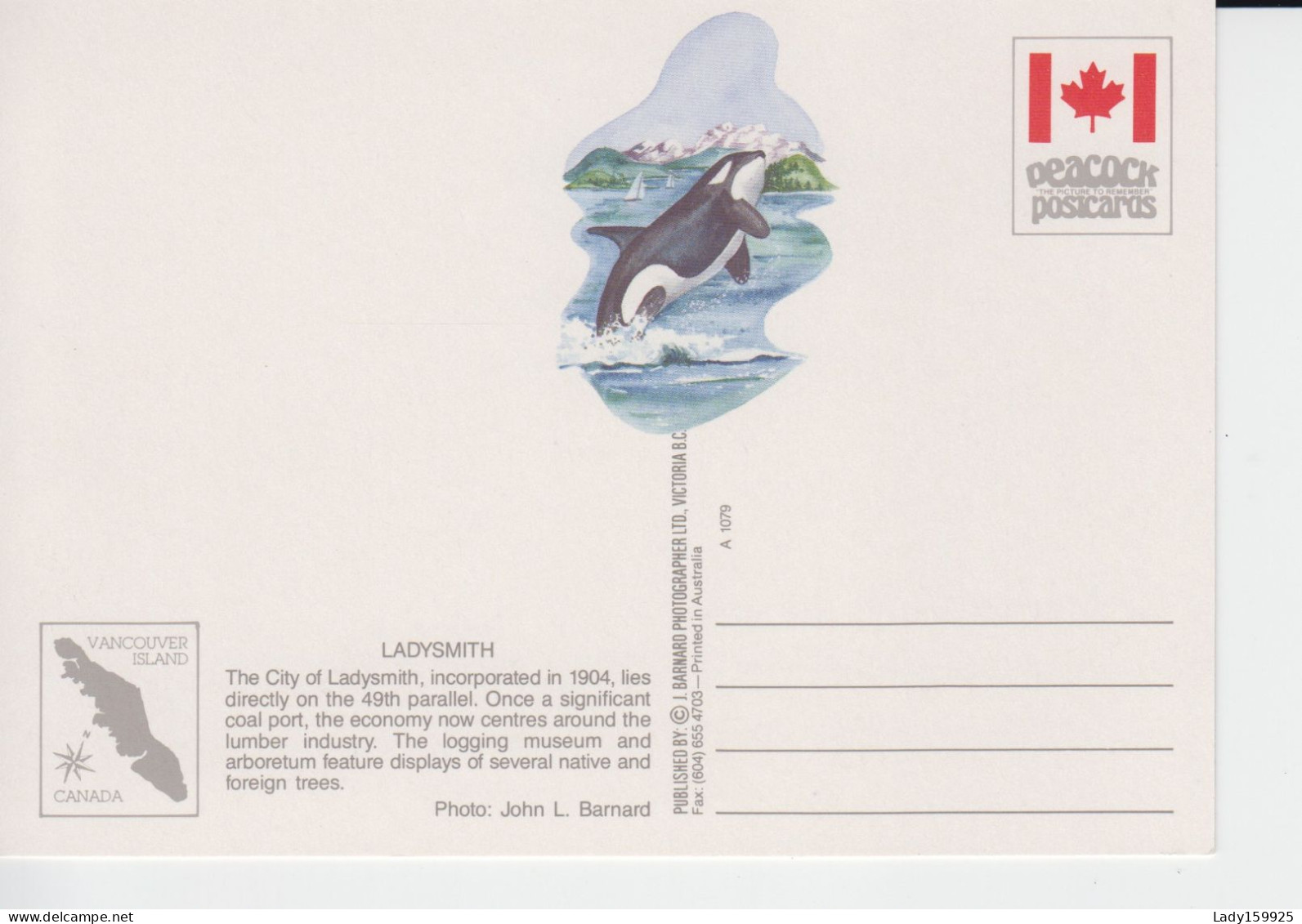 City Of Ladysmith Colombie Britannique Canada Vue Aérienne Du  Port Bois?  Ville Et Montagne Photo John L. Barnard - Modern Cards