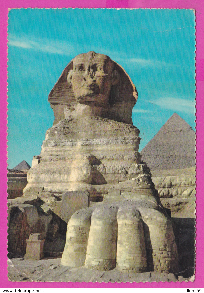 292389 / Egypt - The Monument Great Sphinx Of Giza PC 1961 Used Cairo  National 20 M Symbols UAR Egypte Agypten - Sphinx