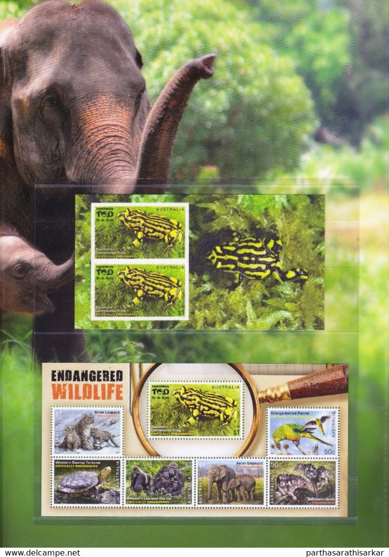 AUSTRALIA 2016 ENDANGERED WILDLIFE ANIMALS BIRDS REPTILES FROGS LIMITED EDITION 8V MINIATURE SHEET PRESENTATION PACK MNH - Mint Stamps