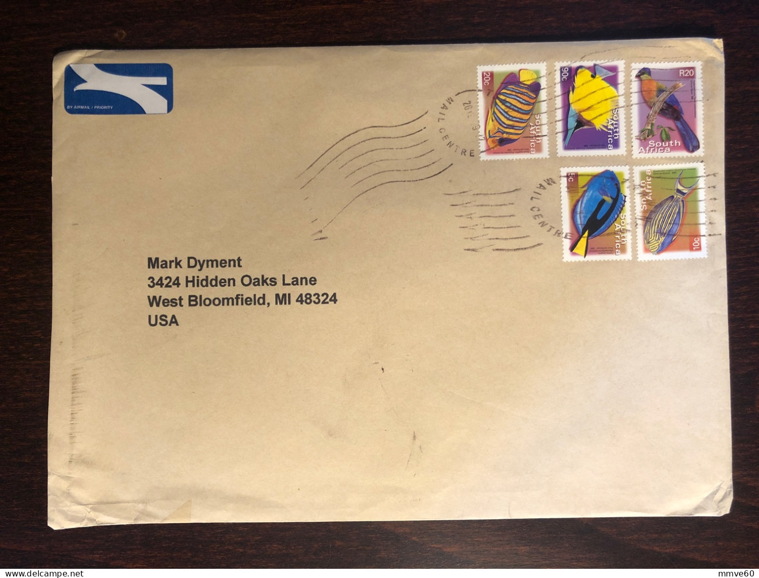 SOUTH AFRICA  TRAVELED COVER 2018 YEAR  FAUNA BIRDS FISHES - Lettres & Documents