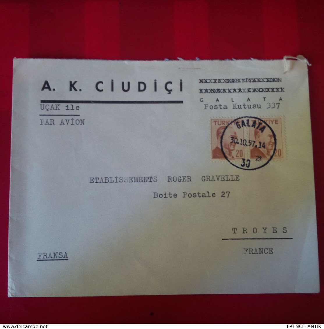 LETTRE TURQUIE GALATA POUR TROYES - Other & Unclassified