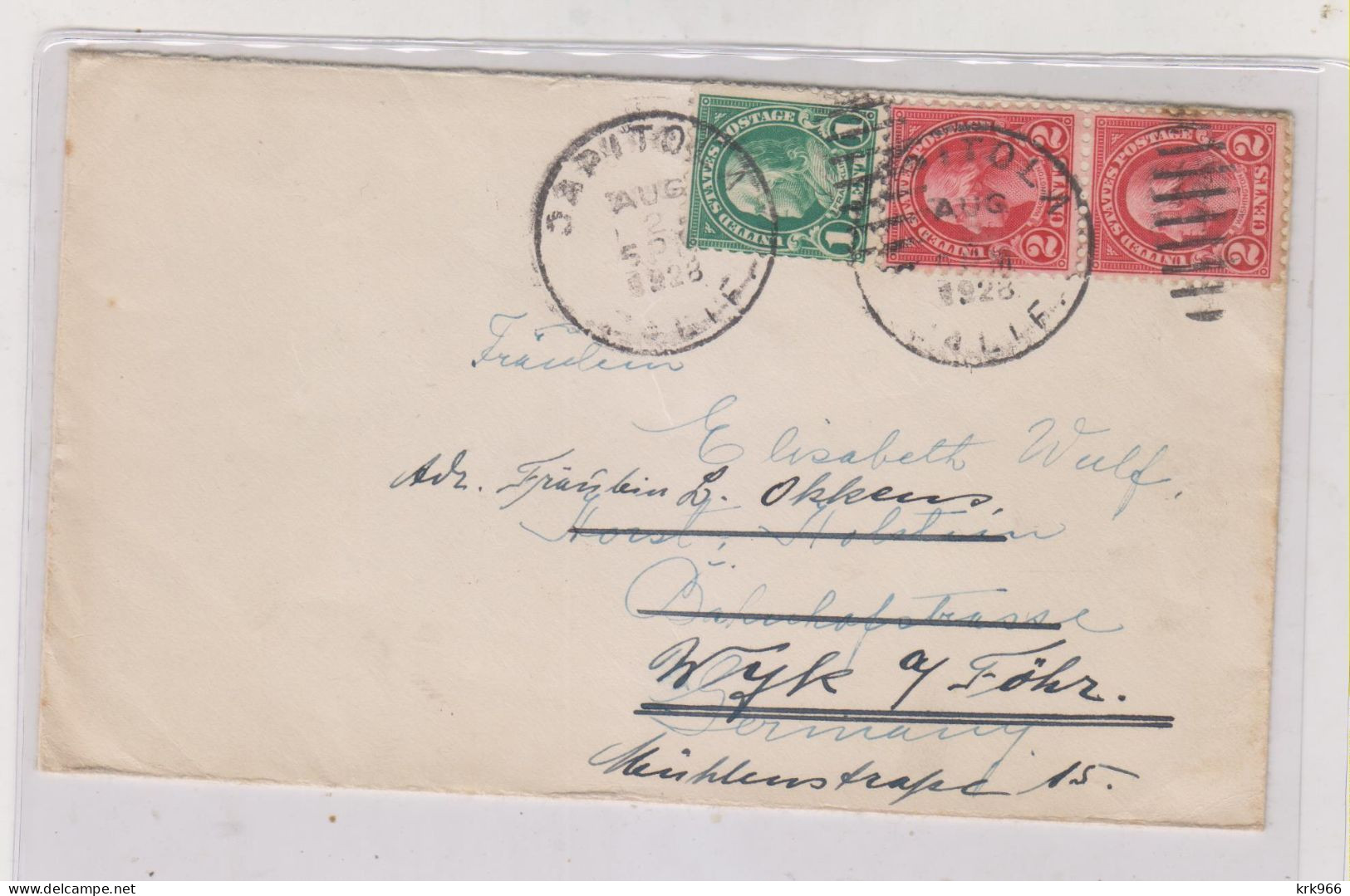 UNITED STATES 1828 Nice Cover To Germany, Bisectet Stamps On Back - ...-1900