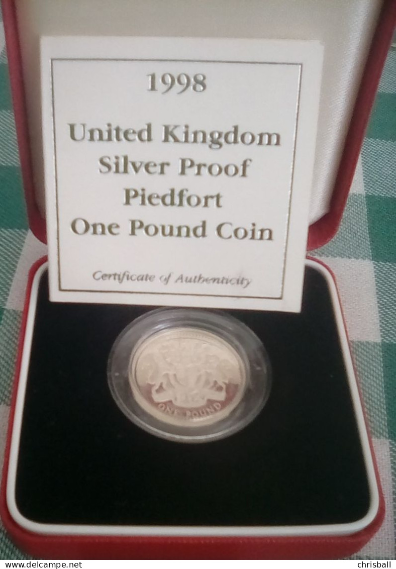 Great Britain UK 1998 £1 One Piedfort Pound Coin - Silver Proof - Mint Sets & Proof Sets