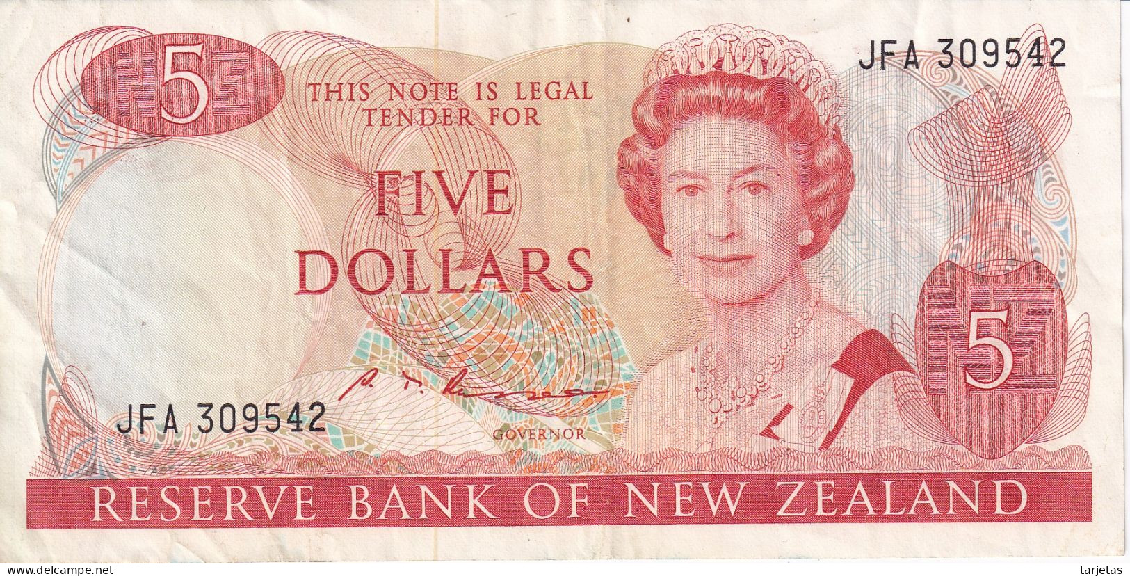 BILLETE DE NUEVA ZELANDA DE 5 DOLLARS DEL AÑO 1985  (BIRD-PAJARO) (BANKNOTE) - Neuseeland