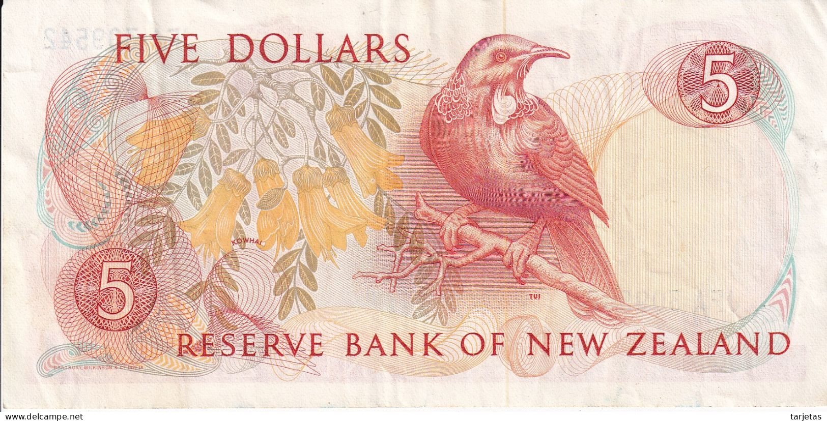 BILLETE DE NUEVA ZELANDA DE 5 DOLLARS DEL AÑO 1985  (BIRD-PAJARO) (BANKNOTE) - Neuseeland