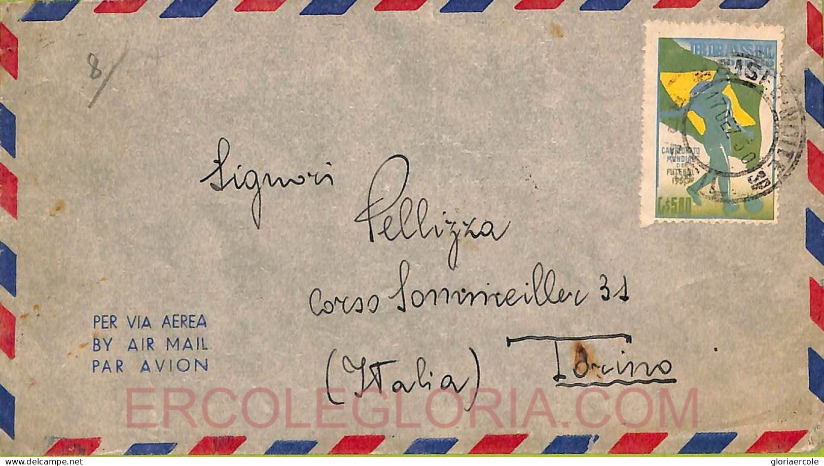 Ad6144 - BRAZIL - POSTAL HISTORY - AIRMAIL COVER  -  1950 Sport  FOOTBALL - Lettres & Documents