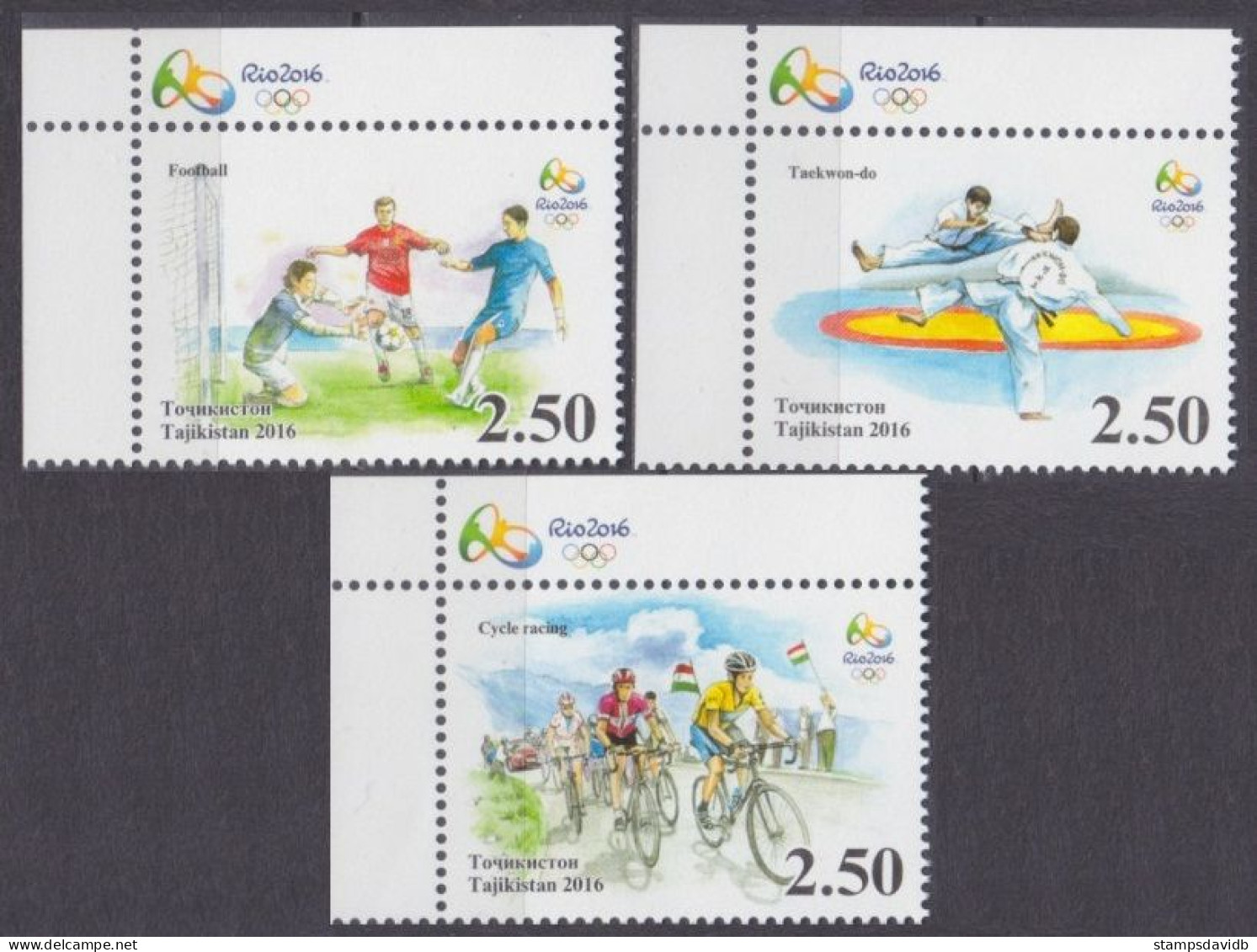 2016 Tajikistan  736-738+Tab 2016 Olympic Games In Rio De Janeiro 7,50 € - Sommer 2016: Rio De Janeiro