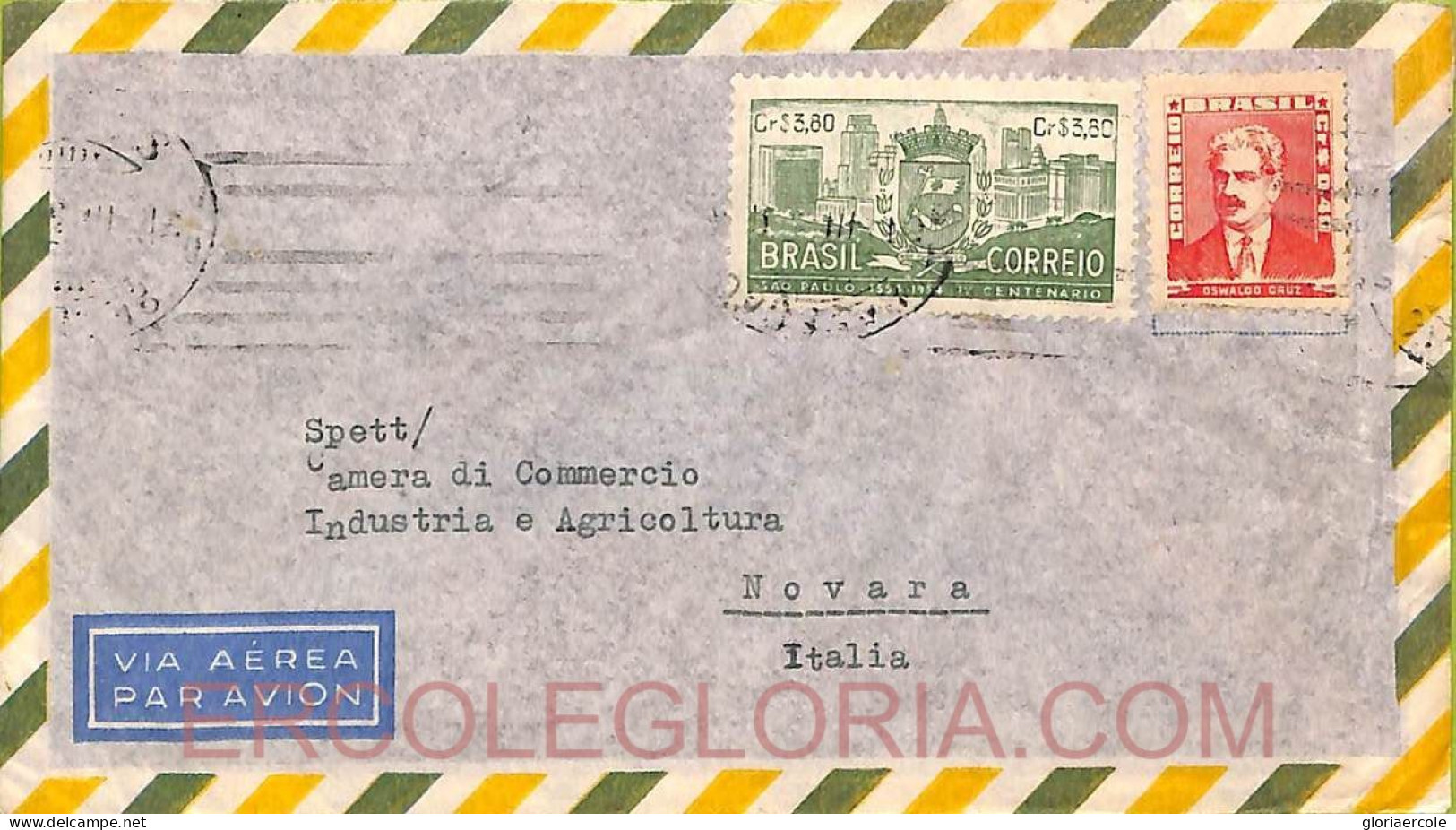 Ad6145  - BRAZIL - POSTAL HISTORY - AIRMAIL COVER  To ITALY  1950's - Covers & Documents