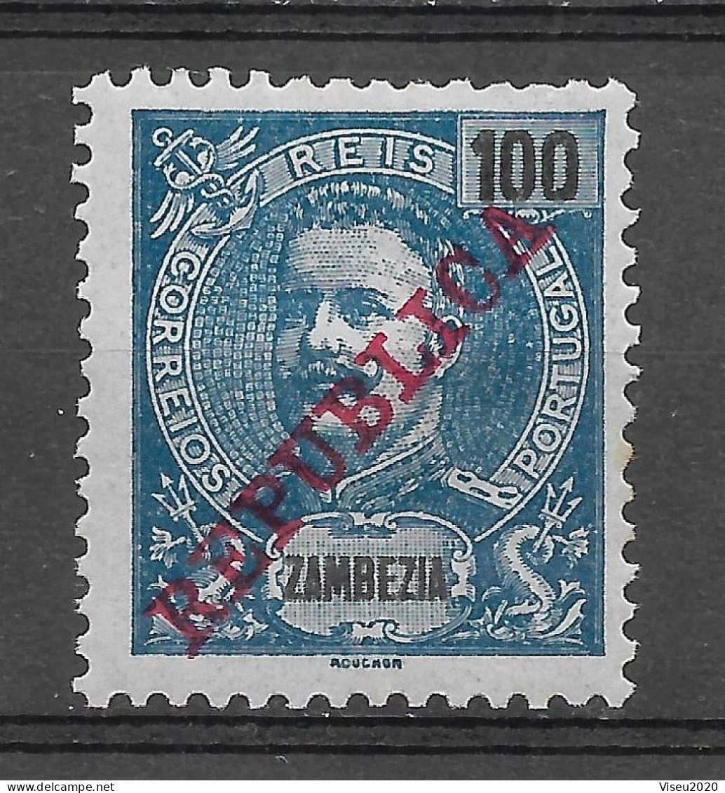 Portugal Moçambique Zambézia 1911 D. Carlos, Com Sobrecarga «REPUBLICA» Af 63 - Zambezia