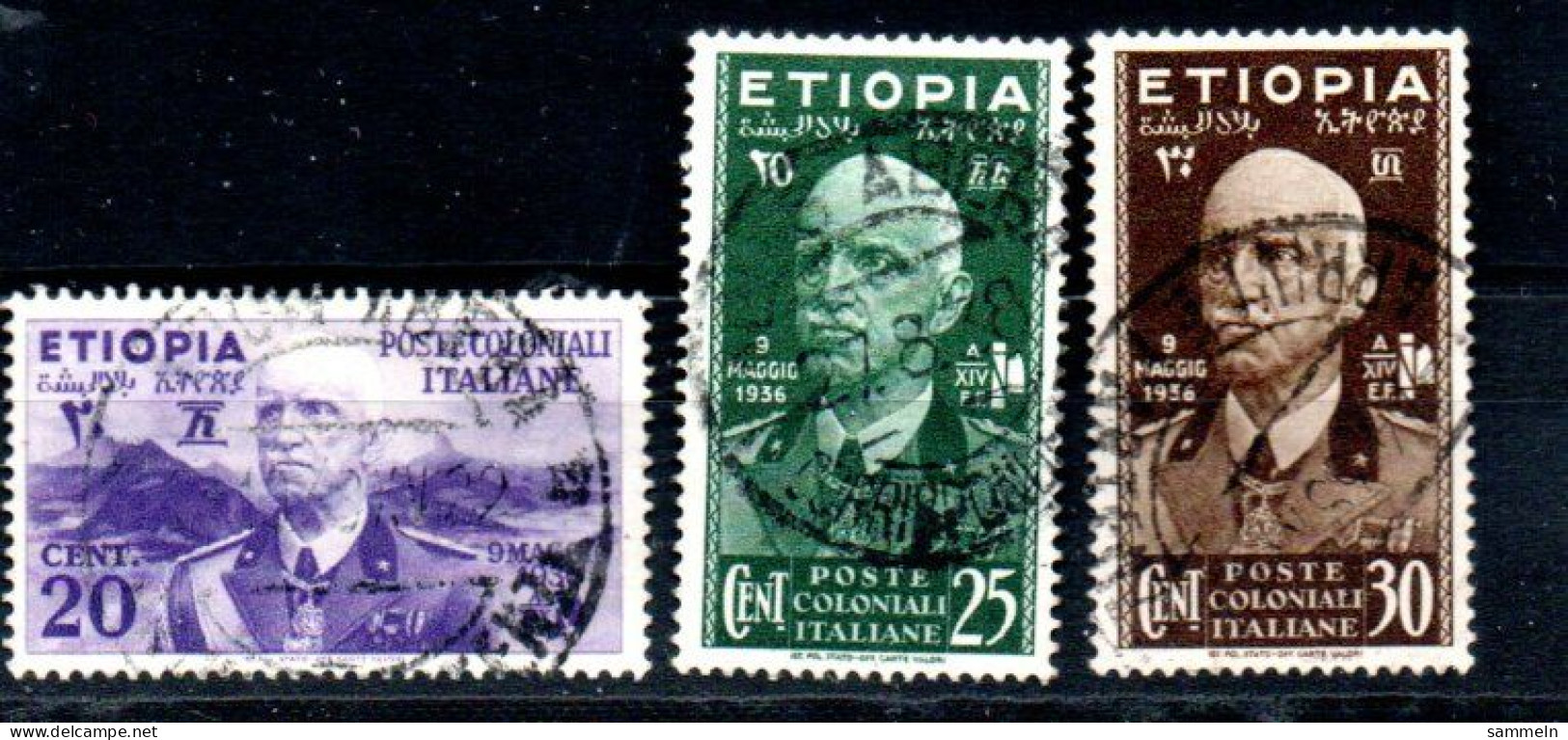 ITALIENISCH-ÄTHIOPIEN 2, 3, 4 Canc Victor Emanuel III Ambe ITALIAN-ETHIOPIE -ETHIOPIA - Ethiopië