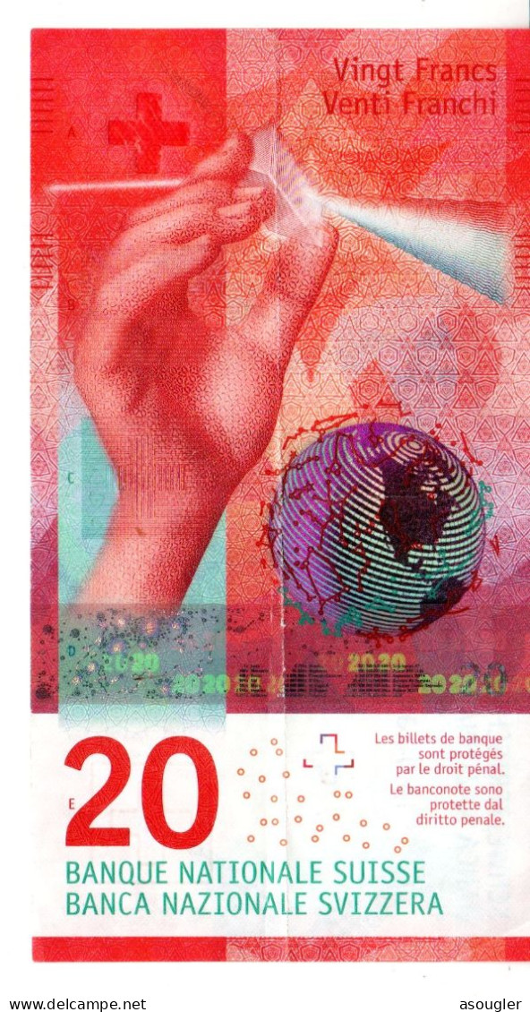 Switzerland 20 Franken 2015 - 2017 VF P-76 "free Shipping Via Registered Air Mail" - Switzerland