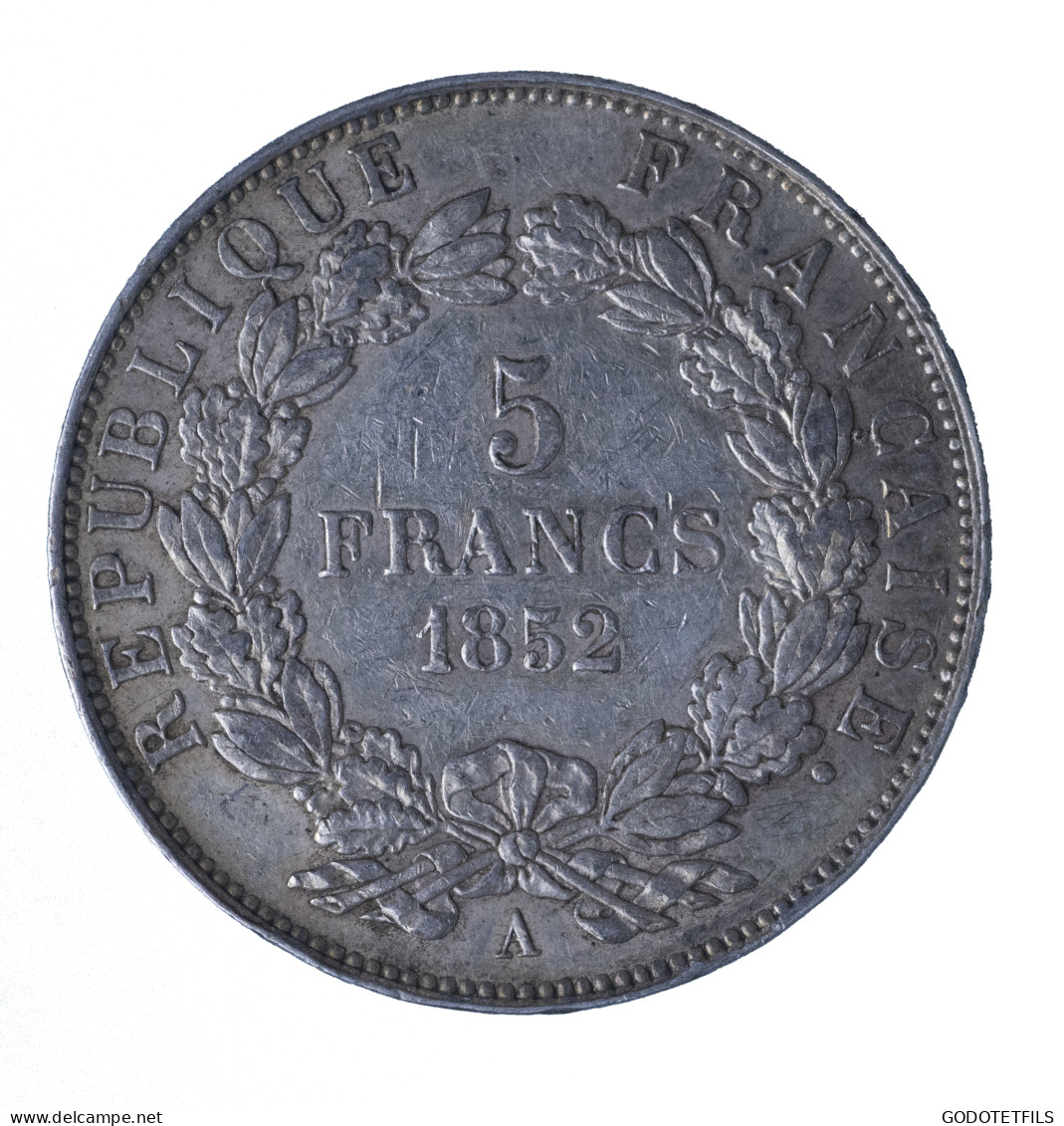 5 Francs Louis-Napoléon Bonaparte, Tête Nue 1852 Paris - 5 Francs